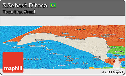Shaded Relief Panoramic Map of S.Sebast.D'toca, political outside