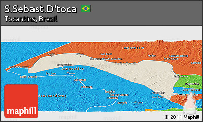 Shaded Relief Panoramic Map of S.Sebast.D'toca, political outside
