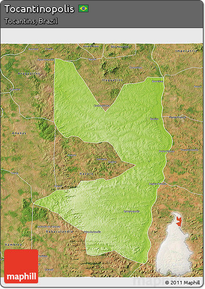 Physical 3D Map of Tocantinopolis, satellite outside