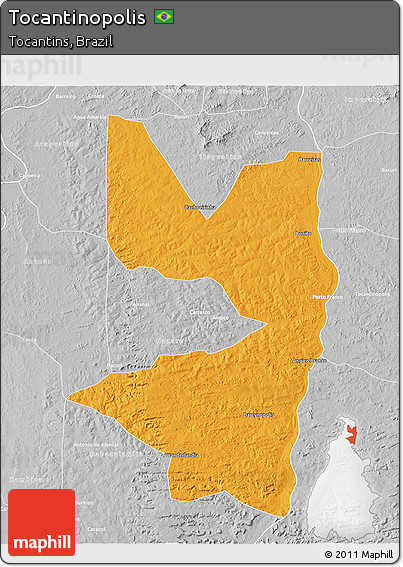 Political 3D Map of Tocantinopolis, lighten, desaturated