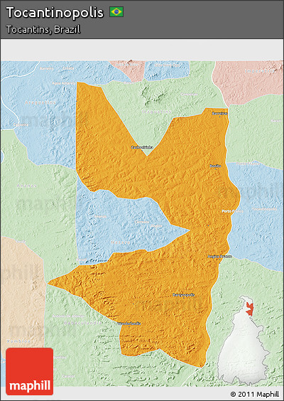 Political 3D Map of Tocantinopolis, lighten