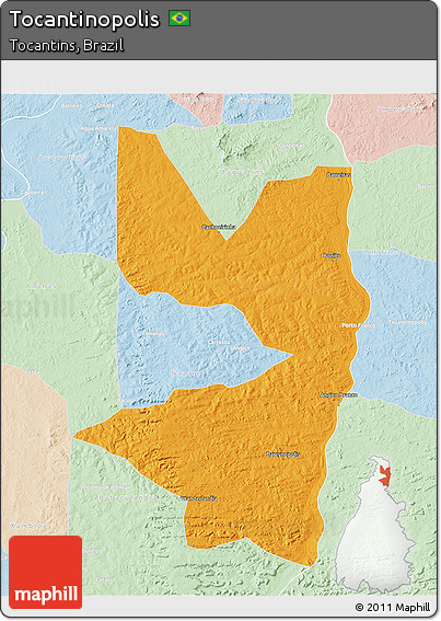 Political 3D Map of Tocantinopolis, lighten