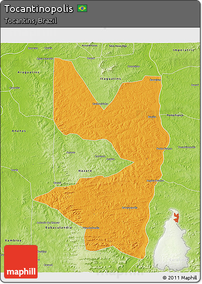 Political 3D Map of Tocantinopolis, physical outside