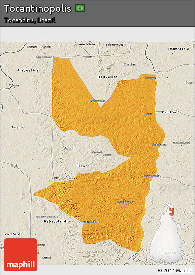 Political 3D Map of Tocantinopolis, shaded relief outside