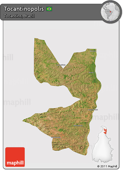 Satellite 3D Map of Tocantinopolis, cropped outside