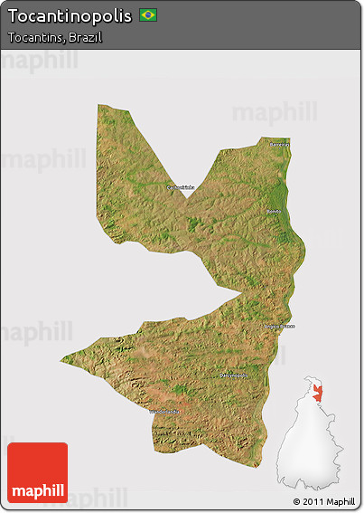 Satellite 3D Map of Tocantinopolis, cropped outside