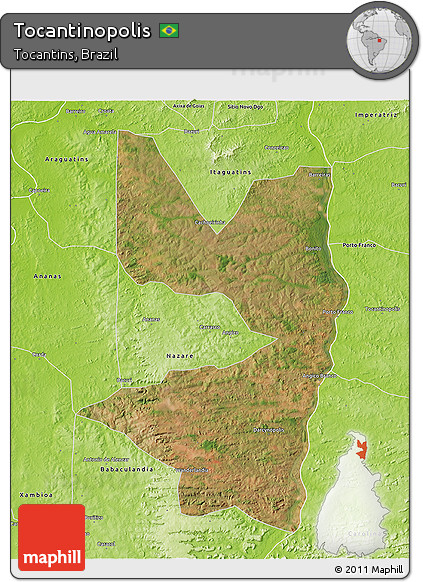 Satellite 3D Map of Tocantinopolis, physical outside