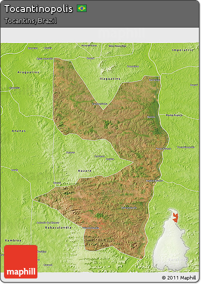 Satellite 3D Map of Tocantinopolis, physical outside