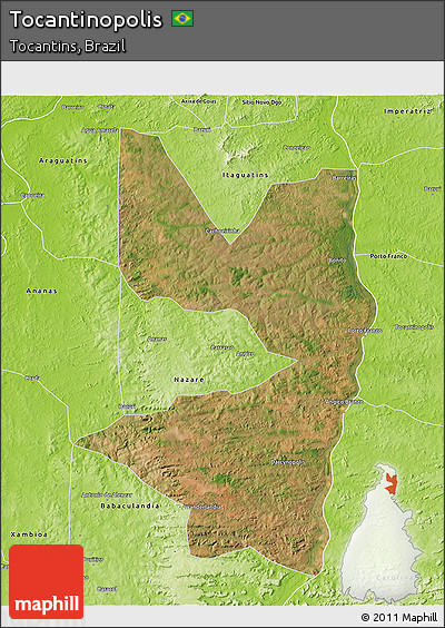 Satellite 3D Map of Tocantinopolis, physical outside