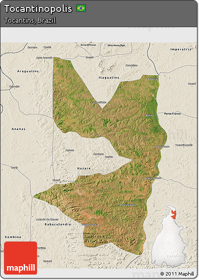 Satellite 3D Map of Tocantinopolis, shaded relief outside