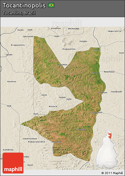 Satellite 3D Map of Tocantinopolis, shaded relief outside