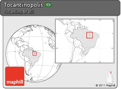 Blank Location Map of Tocantinopolis, highlighted country, within the entire country