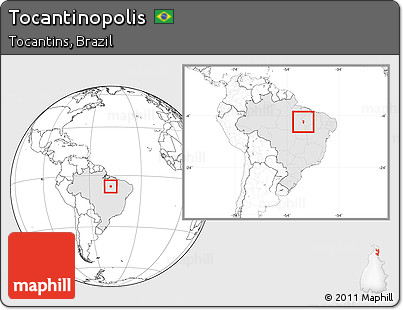 Blank Location Map of Tocantinopolis, highlighted country, within the entire country