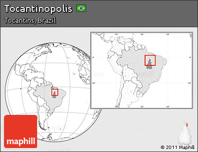 Blank Location Map of Tocantinopolis, highlighted country, highlighted parent region, within the entire country