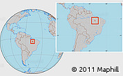 Gray Location Map of Tocantinopolis, within the entire country