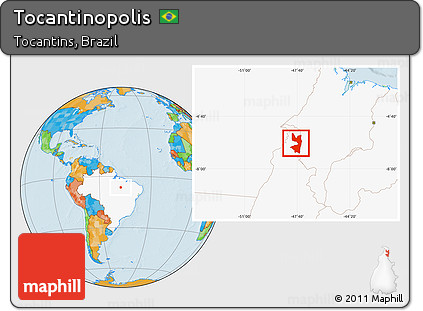 Political Location Map of Tocantinopolis, highlighted country