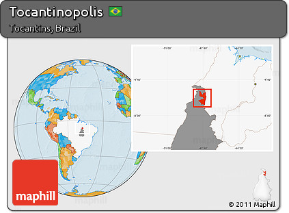 Political Location Map of Tocantinopolis, highlighted country, highlighted parent region