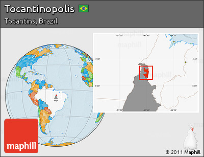 Political Location Map of Tocantinopolis, highlighted country, highlighted parent region