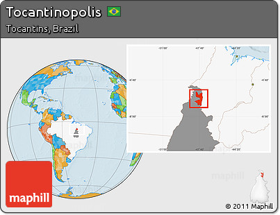 Political Location Map of Tocantinopolis, highlighted country, highlighted parent region