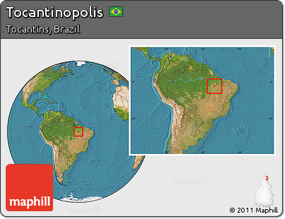 Satellite Location Map of Tocantinopolis, within the entire country