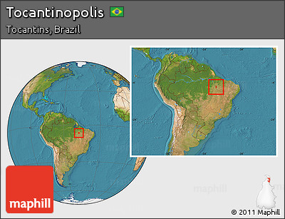 Satellite Location Map of Tocantinopolis, within the entire country