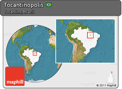Satellite Location Map of Tocantinopolis, highlighted country, within the entire country
