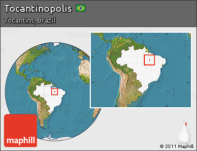 Satellite Location Map of Tocantinopolis, highlighted country, within the entire country