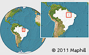 Satellite Location Map of Tocantinopolis, highlighted country, within the entire country