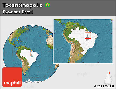 Satellite Location Map of Tocantinopolis, highlighted country, highlighted parent region, within the entire country