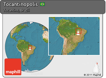 Satellite Location Map of Tocantinopolis, highlighted parent region, within the entire country