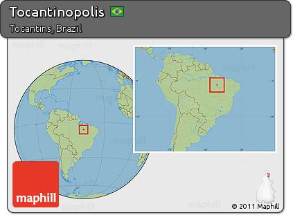 Savanna Style Location Map of Tocantinopolis, within the entire country