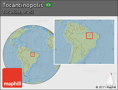 Savanna Style Location Map of Tocantinopolis, within the entire country, hill shading