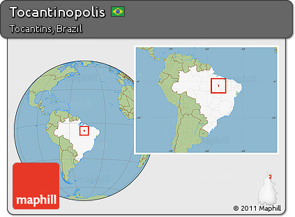 Savanna Style Location Map of Tocantinopolis, highlighted country, within the entire country