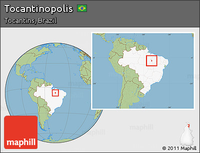 Savanna Style Location Map of Tocantinopolis, highlighted country, within the entire country