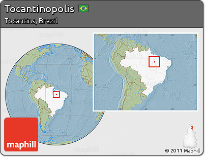 Savanna Style Location Map of Tocantinopolis, highlighted country, within the entire country, hill shading