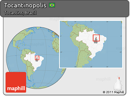 Savanna Style Location Map of Tocantinopolis, highlighted country, highlighted parent region, within the entire country