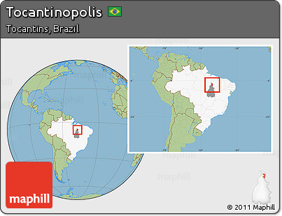 Savanna Style Location Map of Tocantinopolis, highlighted country, highlighted parent region, within the entire country