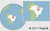 Savanna Style Location Map of Tocantinopolis, highlighted country, highlighted parent region, within the entire country