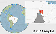 Savanna Style Location Map of Tocantinopolis, highlighted country, highlighted parent region, hill shading