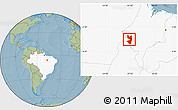 Savanna Style Location Map of Tocantinopolis, highlighted country, hill shading