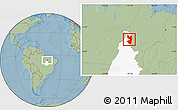 Savanna Style Location Map of Tocantinopolis, highlighted parent region, hill shading