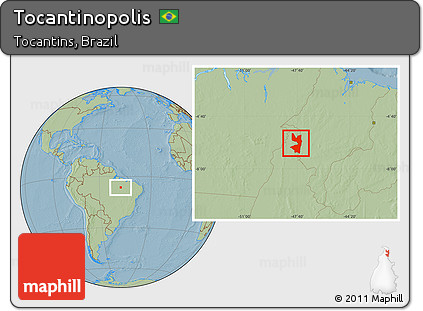 Savanna Style Location Map of Tocantinopolis, hill shading