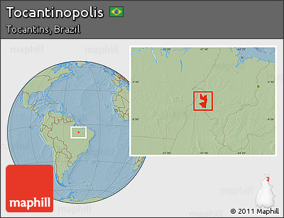 Savanna Style Location Map of Tocantinopolis, hill shading