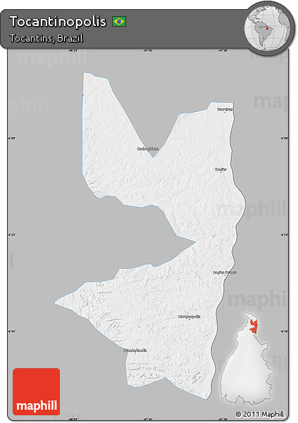 Gray Map of Tocantinopolis, single color outside
