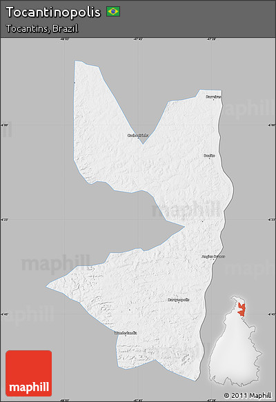 Gray Map of Tocantinopolis, single color outside