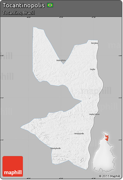 Gray Map of Tocantinopolis, single color outside