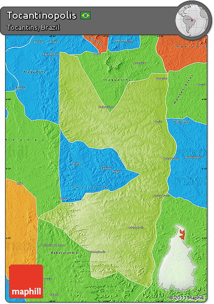 Physical Map of Tocantinopolis, political outside