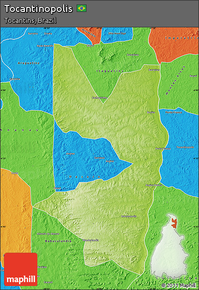 Physical Map of Tocantinopolis, political outside