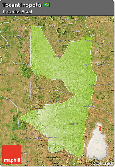 Physical Map of Tocantinopolis, satellite outside