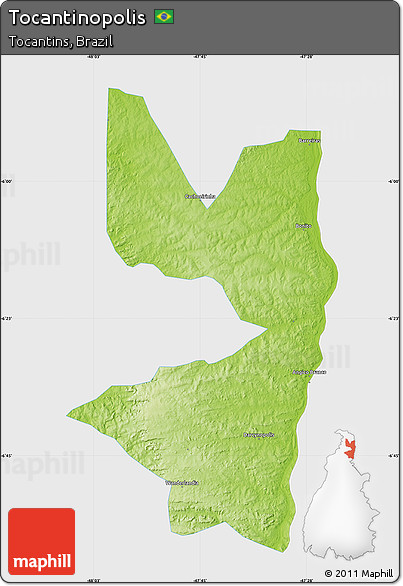 Physical Map of Tocantinopolis, single color outside